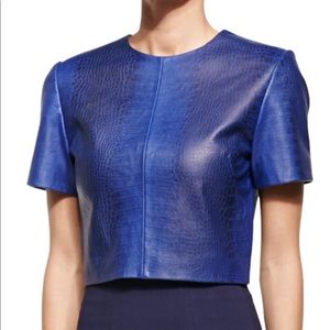 Zac Posen NWT fully leather blue croc top size 8
